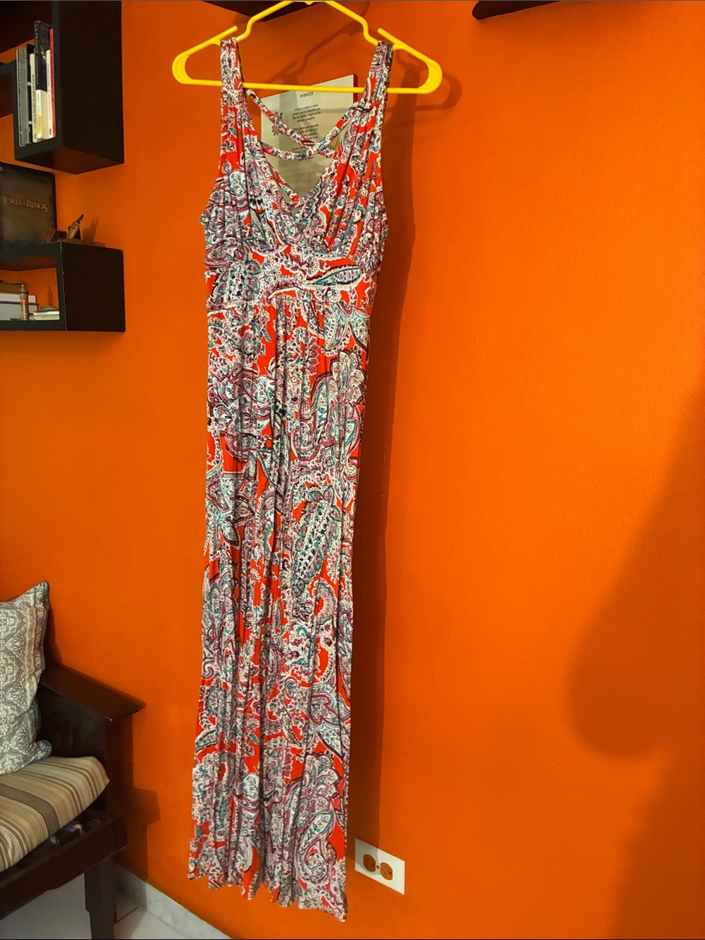 Loveappella Red Paisley Sleeveless Maxi Dress